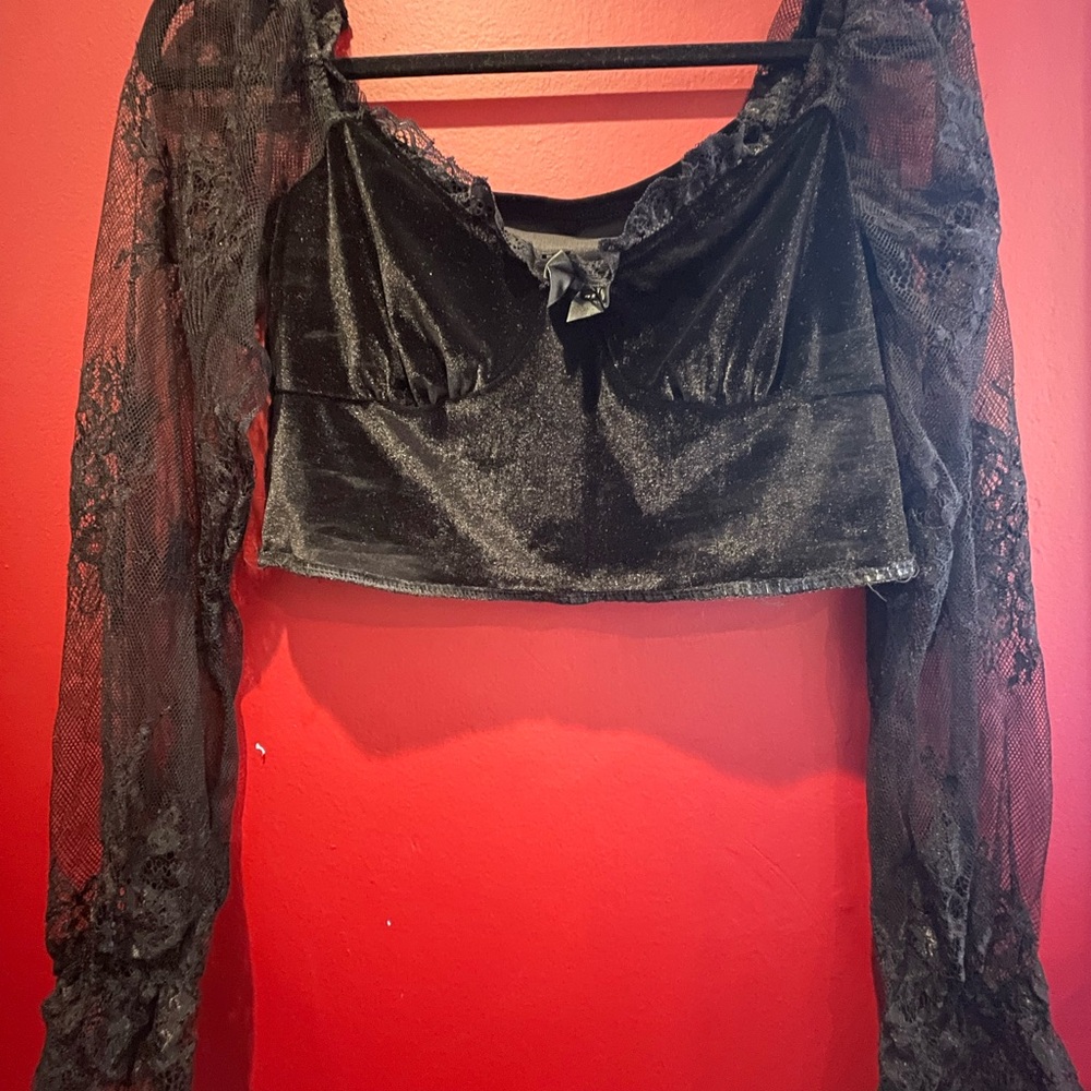 Elegant Goth Black Lace Long Sleeve